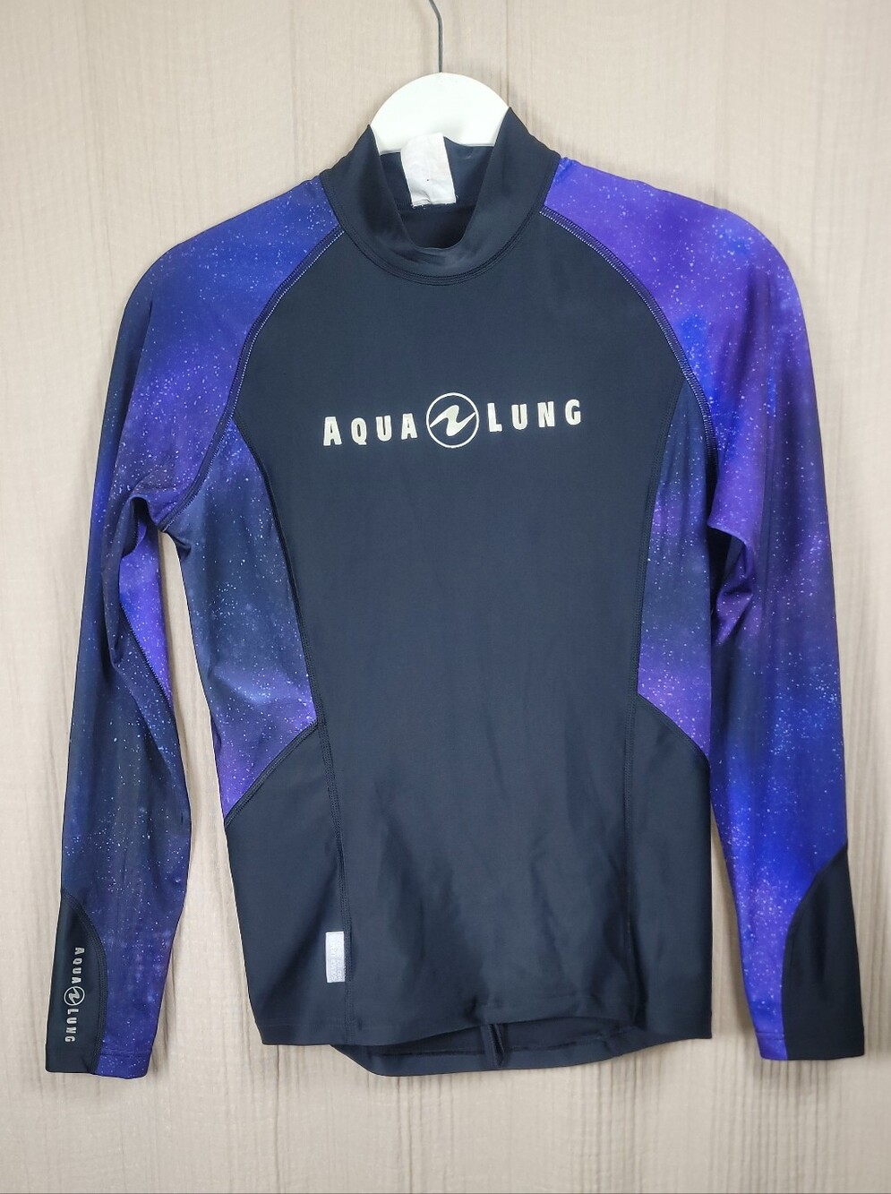 Aqua Lung Long Sleeve Rash Guard - Black & Purple Galaxy UPF 50 SPF